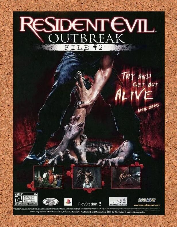 Resident Evil Outbreak File 2 PS2 Original 2003 Ad Authentic Game Promo Art v2