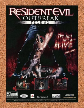 Resident Evil Outbreak File 2 PS2 Original 2004 Ad Authentic Game Promo Art v2
