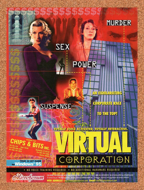 Virtual Corporation Original 1995 Vintage Ad - Video Game Promo