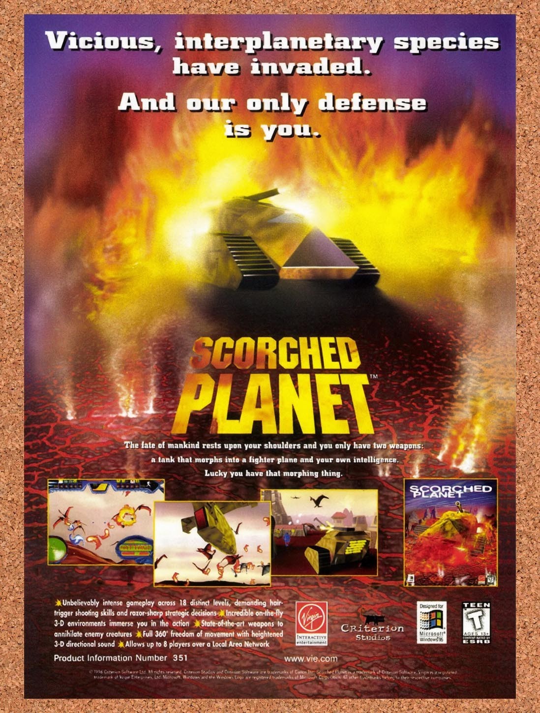 1996 Scorched Planet PC Original Advertisement / Retro Promo v1
