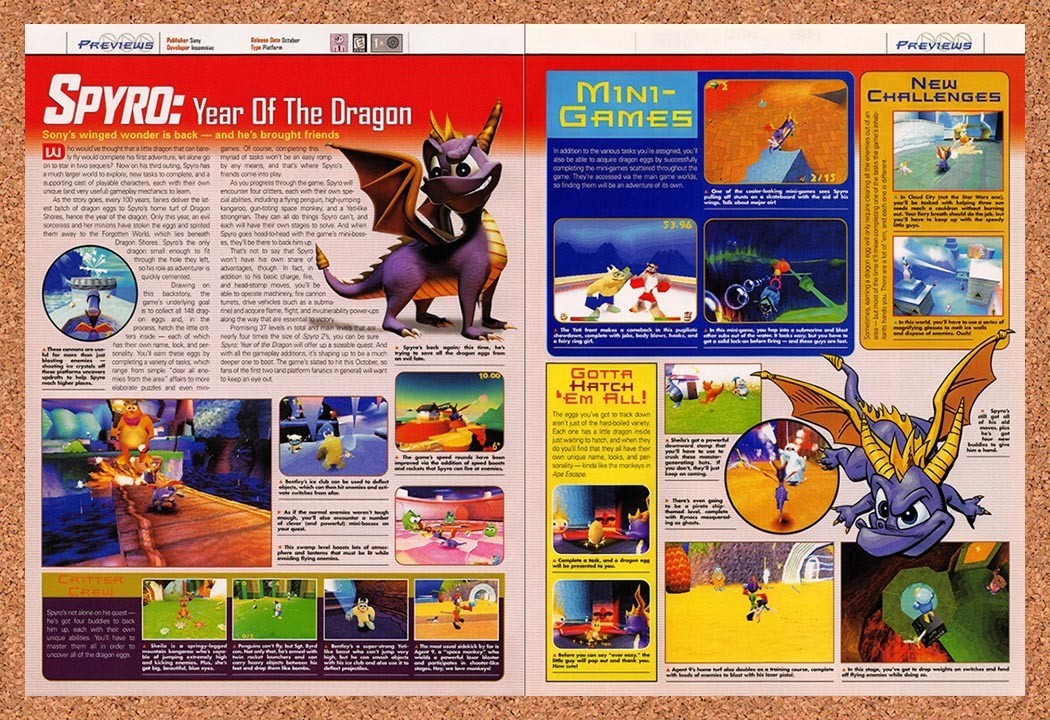 2000 Spyro Year Of The Dragon PS1 Original Advertisement / Retro Promo vr1