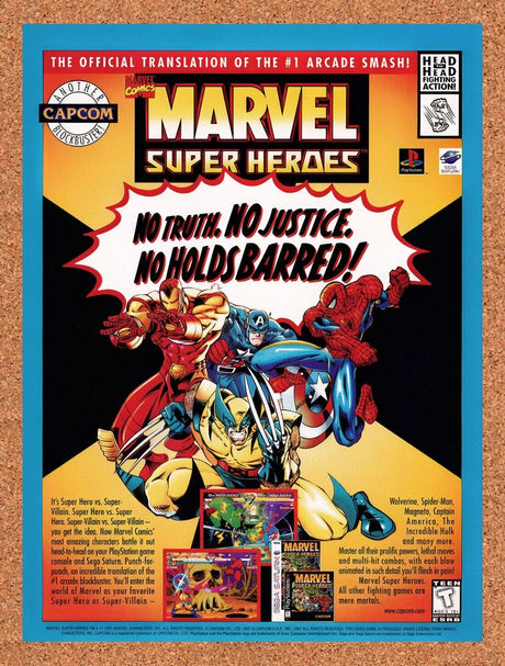 1997 Marvel Super Heroes Saturn Original Advertisement / Retro Wall Art v1