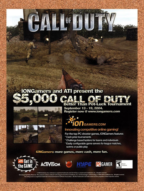2004 Call Of Duty ATI Sweepstakes Original Advertisement / Retro Promo v3