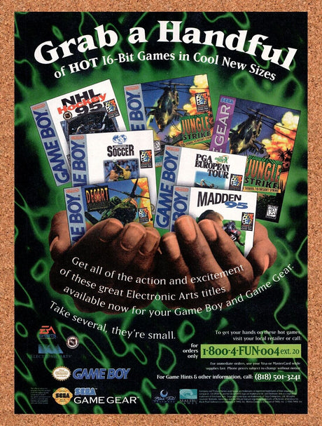 1995 Electronic Arts Game Boy Game Gear Games Original Ad / Retro Wall Art v1