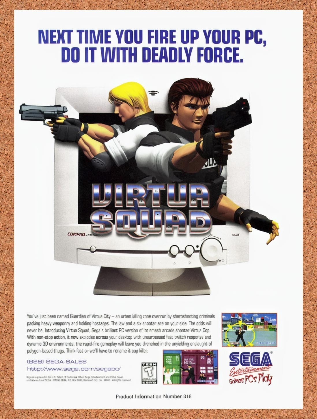 1996 Virtua Squad PC Original Advertisement / Retro Promo v1