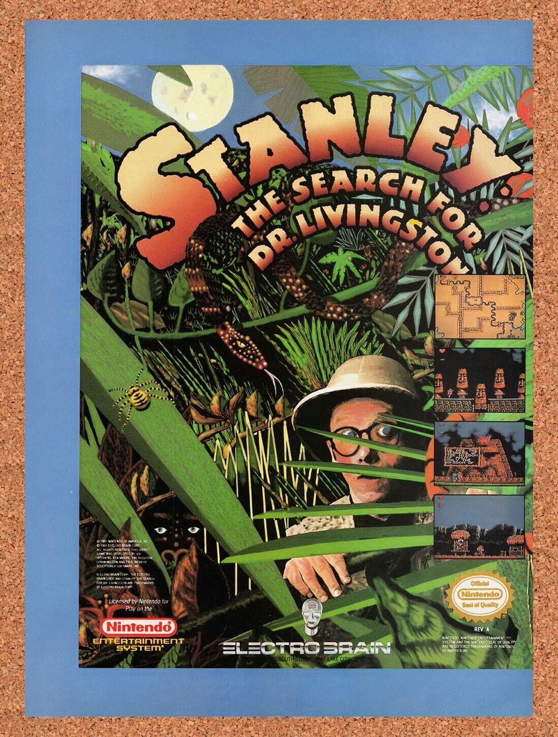 1992 Stanley The Search For Dr Livingston NES Original Ad / Retro Wall Art v1
