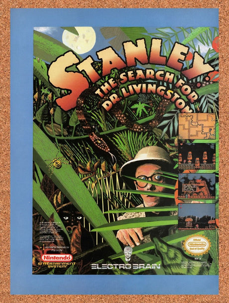 1992 Stanley The Search For Dr Livingston NES Original Ad / Retro Wall Art v1