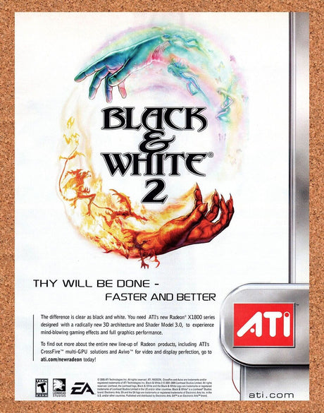 Black & White 2 PC Original 2006 Vintage Ad - ATI Video Game Promo