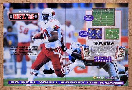 1995 NFL 95 Sega Original Advertisement / Retro Wall Art v1