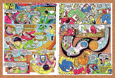 1991 Niles Nemo & Sonic  In Segaland Comic Strip Original Ad / Retro Wall Art v1