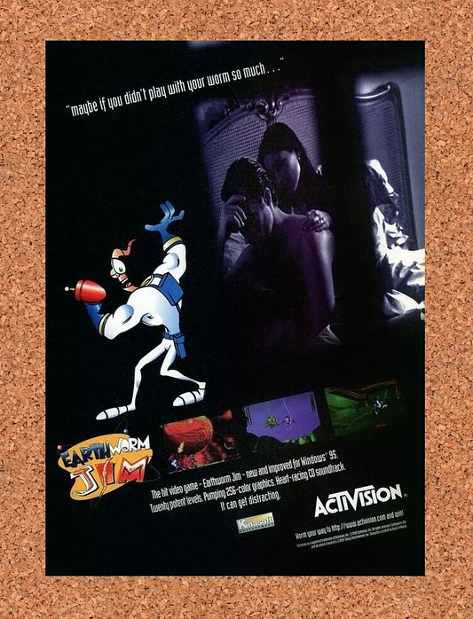 Earthworm Jim Windows PC Original 1995 Ad Authentic Video Game Promo