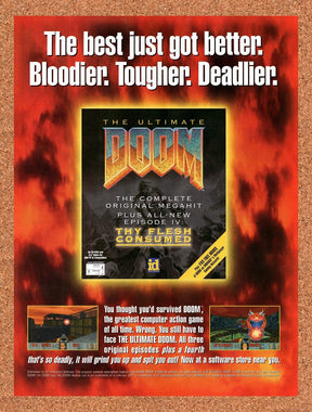 1995 Ultimate Doom Thy Flesh Consumed PC Original Ad / Retro Wall Art v1