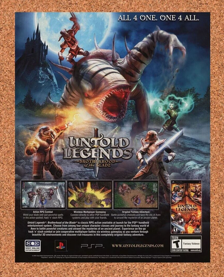 Untold Legends PSP Original 2007 Ad Authentic Sony Online Video Game Promo