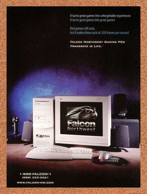 Falcon Northwest Original 2001 Ad Authentic Performance Gaming Retro Tech Promo