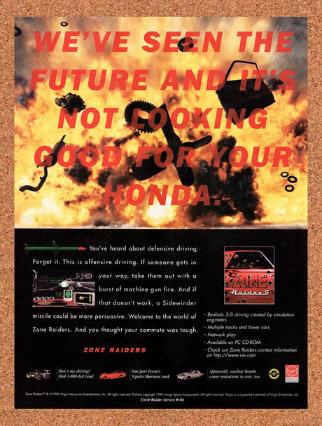 Zone Raiders PC Original 1995 Vintage Ad - Video Game Promo