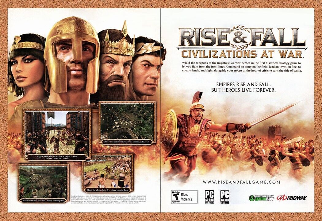 Rise & Fall Civilizations At War PC Original 2006 Vintage Ad - Video Game Promo