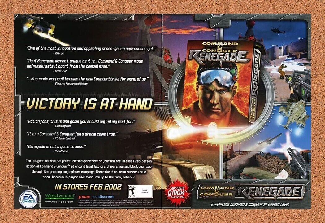 Command And Conquer Renegade PC Original 2003 Ad Authentic Video Game Promo v2