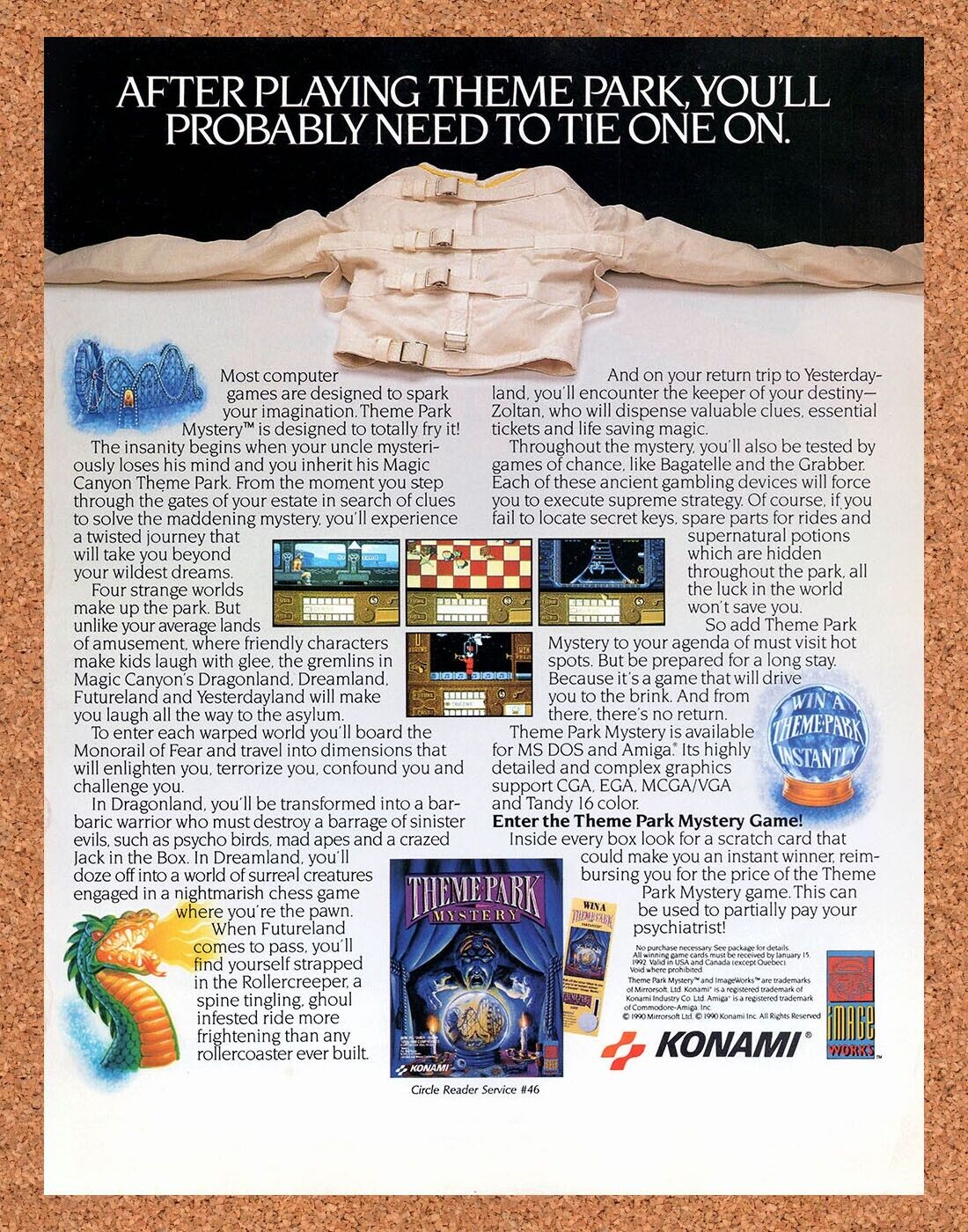 Theme Park Mystery Amiga Original 1991 Vintage Ad - Video Game Promo