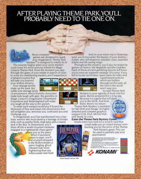 Theme Park Mystery Amiga Original 1991 Vintage Ad - Video Game Promo