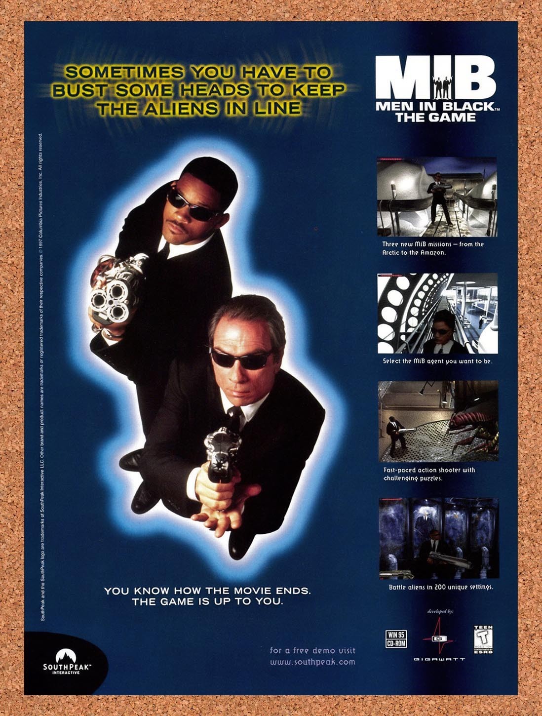 1998 Men In Black MIB PC Original Advertisement / Retro Promo v1