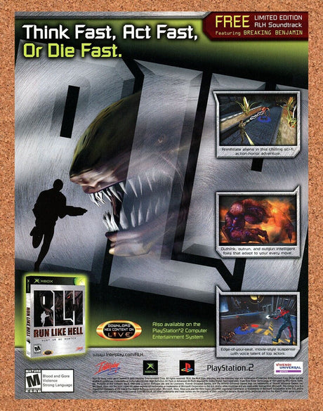 Run Like Hell RLH Xbox Original 2003 Print Ad Authentic Video Game Promo Art
