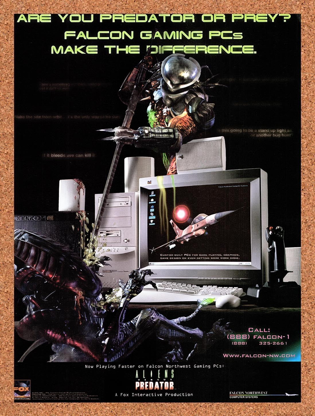 1999 Alien vs Predator Falcon Northwest Original Advertisement / Retro Promo v11