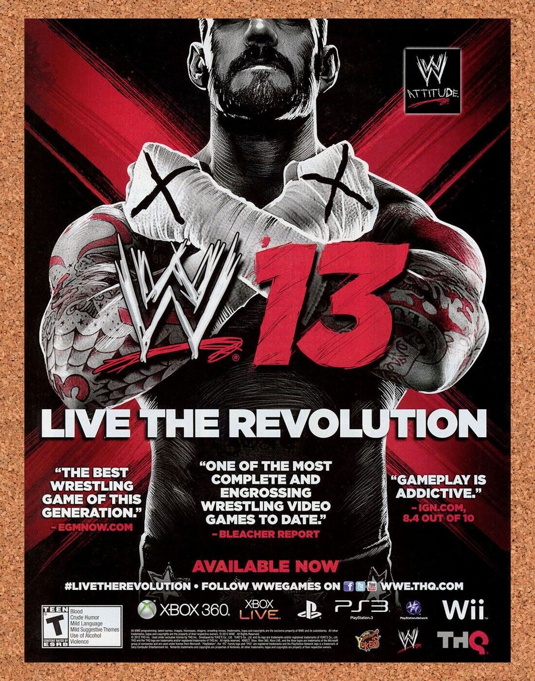 WWE 13 Xbox 360 Original 2014 Ad Authentic Wrestling WWF Video Game Promo