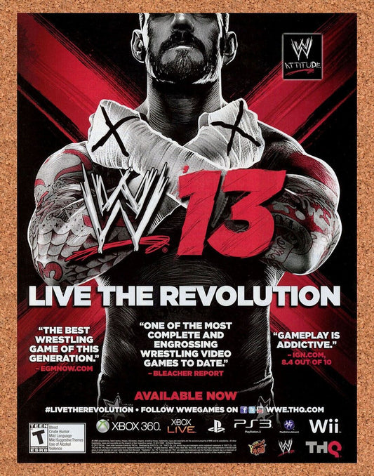 WWE 13 Xbox 360 Original 2014 Ad Authentic Wrestling WWF Video Game Promo