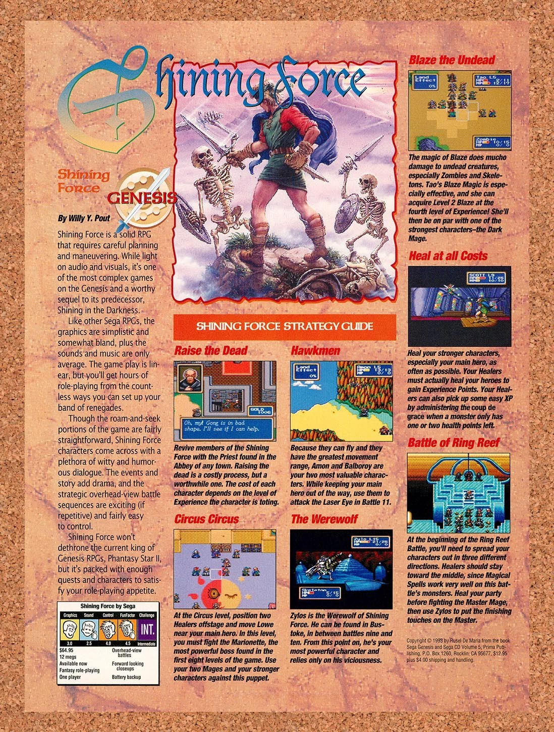 1993 Shining Force Genesis Original Advertisement / Retro Promo vr3