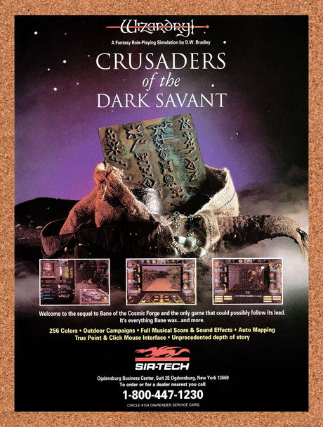 1991 Wizardry Crusaders Of The Dark Savant MS-DOS Original Ad / Wall Art v1
