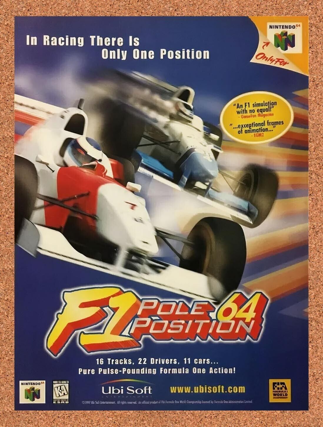 1998 F1 Pole Position 64 N64 Original Advertisement / Retro Wall Art v1
