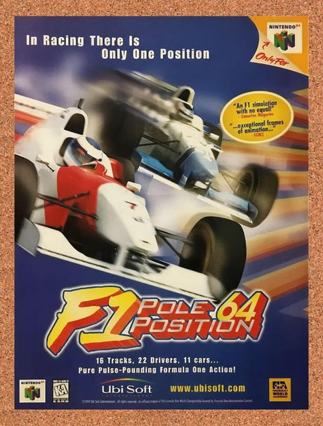1998 F1 Pole Position 64 N64 Original Advertisement / Retro Wall Art v1