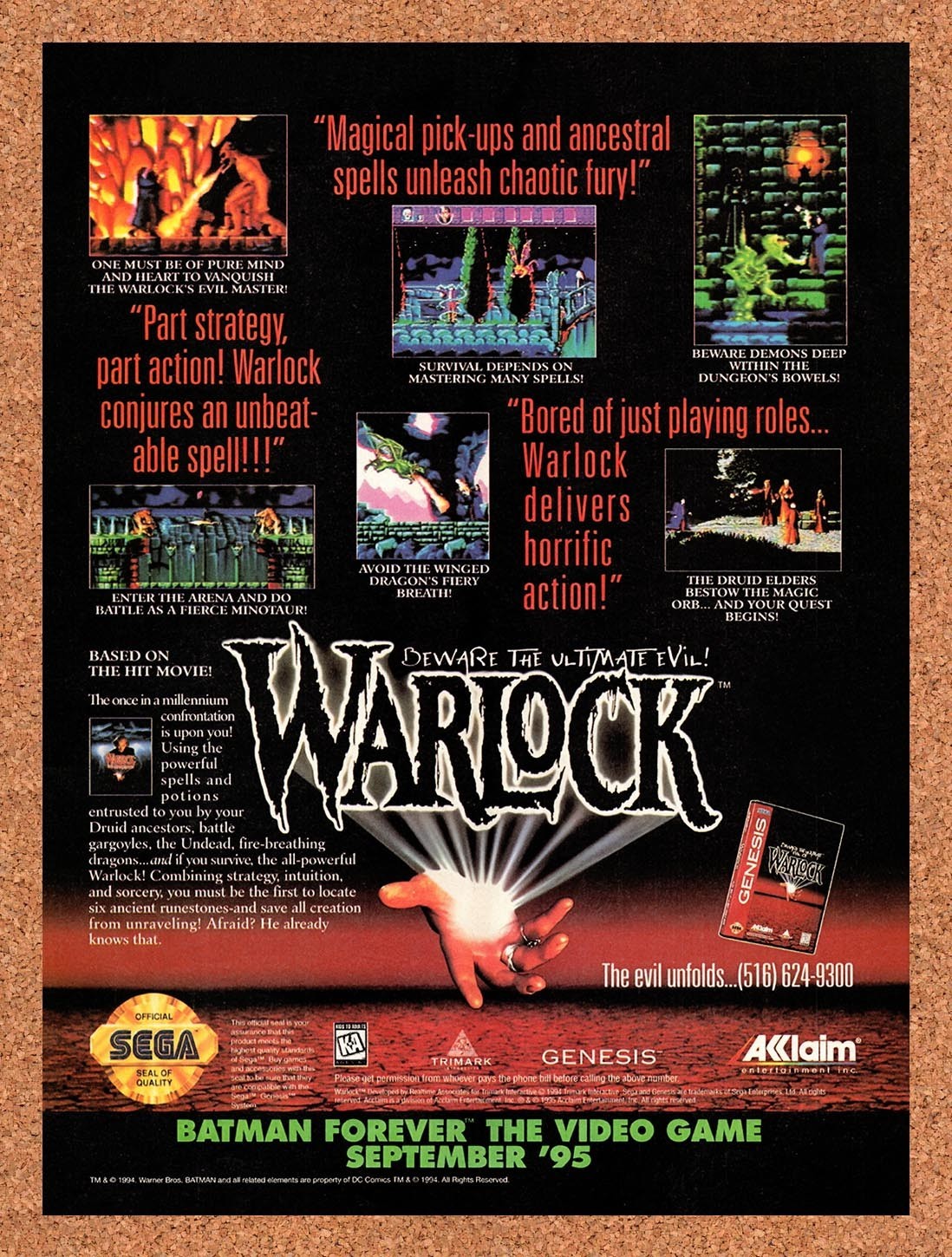 1995 Warlock Genesis Original Advertisement / Retro Promo v3