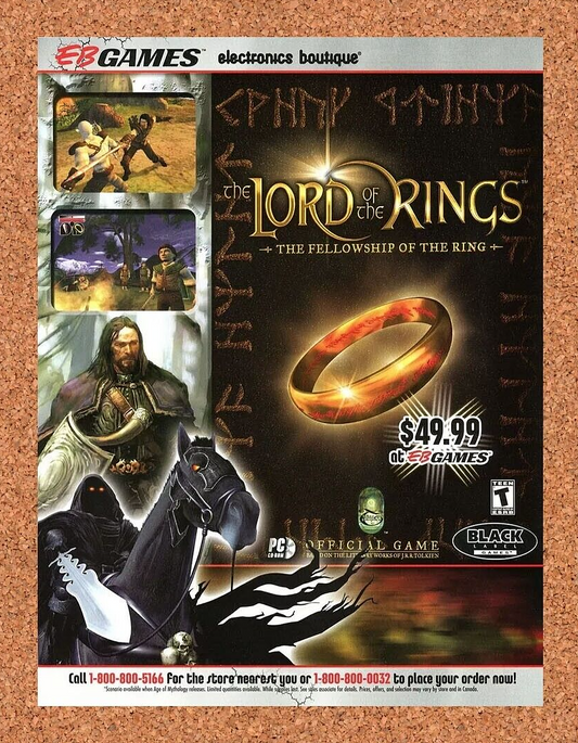 Lord Of The Rings Original 2003 Ad Authentic EB Games Aragorn Video Game Promo