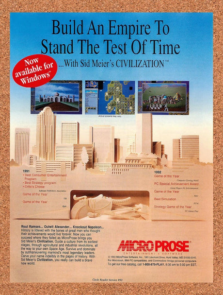 1994 Civilization Windows Original Advertisement / Retro Promo v2