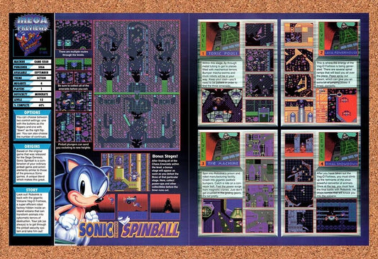1993 Sonic Spinball Game Gear Original Advertisement / Retro Wall Art v7