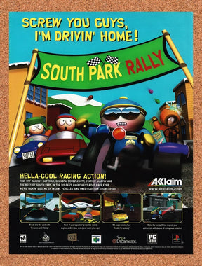 2000 South Park Rally PS1 Original Advertisement / Retro Promo v2