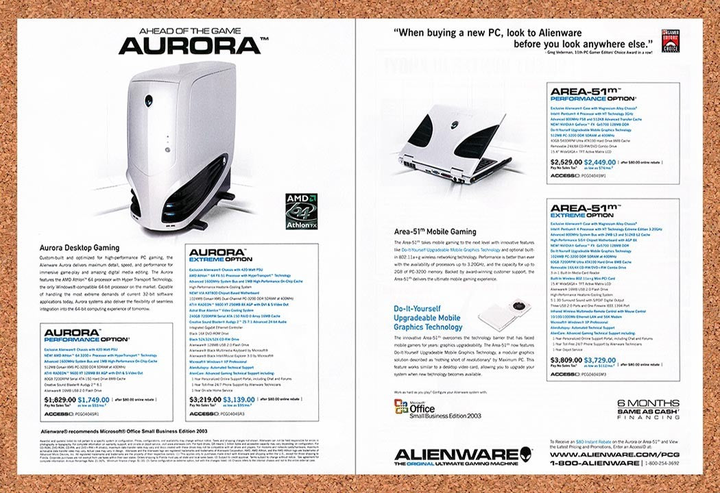 2004 Alienware The Original Ultimate Gaming Aurora AMD Original Ad / Promo v2
