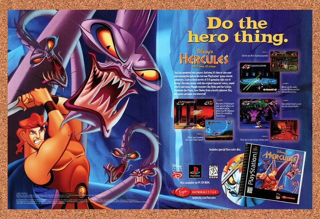 1997 Disneys Hercules PS1 Original Advertisement / Retro Promo v1