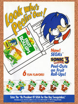 1993 Sonic 3 Fruit Roll-Ups Original Advertisement / Retro Promo v5