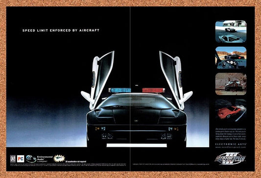 1997 Need For Speed Hot Pursuit 3 PC Original Advertisement / Retro Wall Art v2