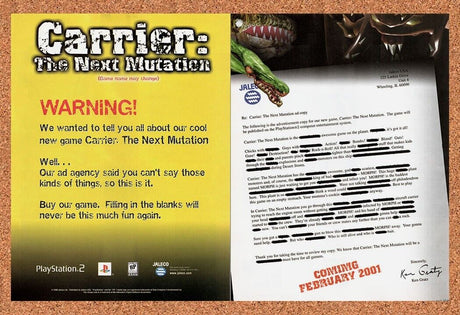 Original 2003 Carrier The Next Mutation Vintage Ad - Video Game Promo Wall Art