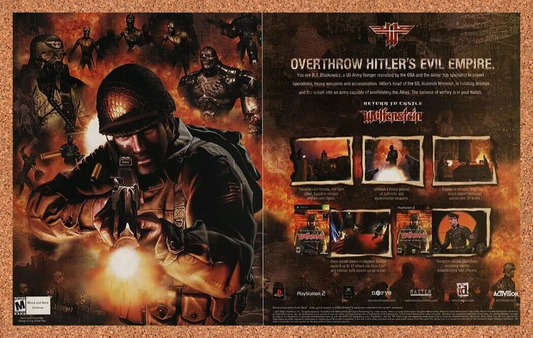 Return To Castle Wolfenstein Xbox Original 2004 Ad Authentic Video Game Promo