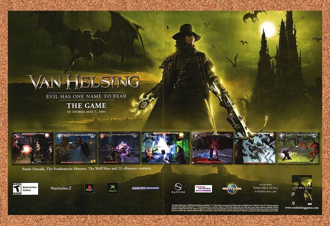 Van Hellsing PS2 Original 2004 Print Ad Authentic Horror Movie Video Game Promo