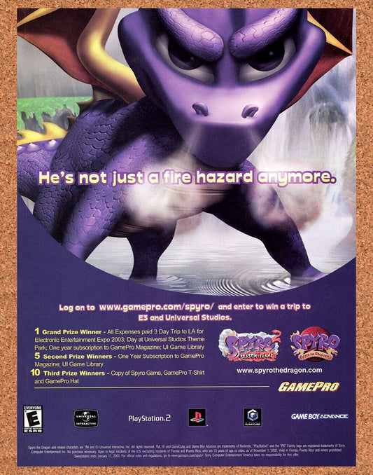 Spyro GameCube Original 2002 Vintage Ad - Video Game Sweepstakes Promo