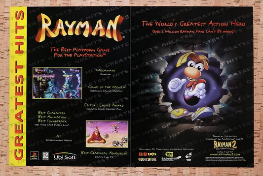 1997 Rayman PS1 Original Advertisement / Retro Wall Art v6