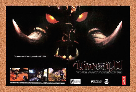 Unreal II Awakening PC Original 2004 Ad Authentic Atari FPS Game Promo v1