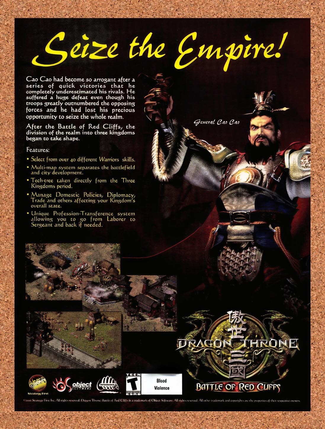 2002 Dragon Throne Battle Of Red Cliffs General Cao Cao Original Ad / Promo v3