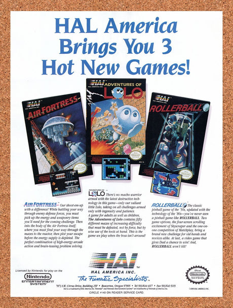 1990 Hal America NES Games Original Advertisement / Retro Wall Art v2