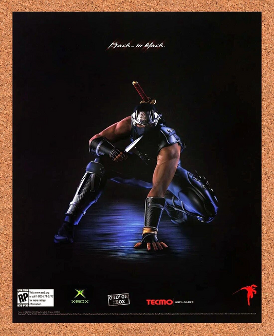 Ninja Gaiden Xbox Original 2004 Ad Authentic Tecmo Retro Video Game Promo v1